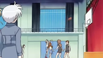 Hentai porn site visitors can enjoy a passionate sex scene between two petite yuri girls in a heart-shaped triangle.