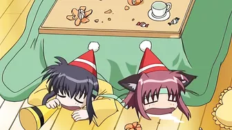 Hentai porn site visitors can enjoy a passionate sex scene between two petite yuri girls in a heart-shaped triangle.