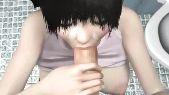 Busty hentai teens get gangbanged in a dirty bathroom.