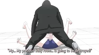 A skinny schoolgirl in a hentai video is chained underwater as her virgin pussy is destroyed.