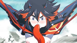 Ryuko from Kill la kill gets tentacle-fucked in all her holes. #Hentai #Porn