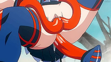 Ryuko from Kill la kill gets tentacle-fucked in all her holes. #Hentai #Porn