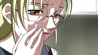 A tied-up schoolgirl is sexually ravaged by a monstrous creature in an intense hentai scene.