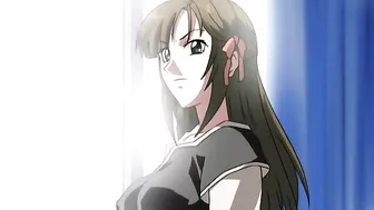 A tied-up schoolgirl is sexually ravaged by a monstrous creature in an intense hentai scene.