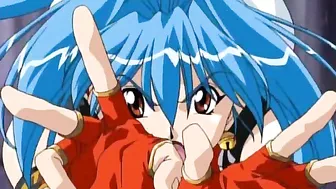 A cute young woman with a small body is bound and penetrated by multiple tentacle appendages in every orifice.