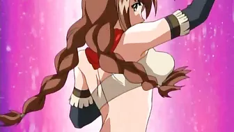 A cute young woman with a small body is bound and penetrated by multiple tentacle appendages in every orifice.