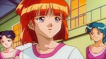 Horny hentai college girl masturbates her tight teen pussy.