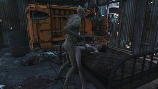 Hentai video featuring a Fallout 4 character and a young woman having sex throughout the day.