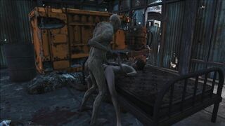 Hentai video featuring a Fallout 4 character and a young woman having sex throughout the day.