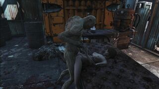 Hentai video featuring a Fallout 4 character and a young woman having sex throughout the day.