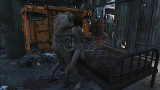 Hentai video featuring a Fallout 4 character and a young woman having sex throughout the day.