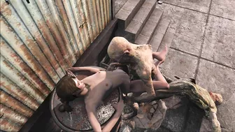 Hentai video featuring a Fallout 4 character and a young woman having sex throughout the day.