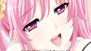 A pink-haired teen is sexually exploited in a hentai video.