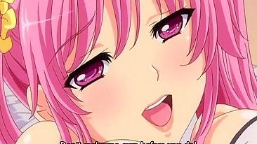 A pink-haired teen is sexually exploited in a hentai video.