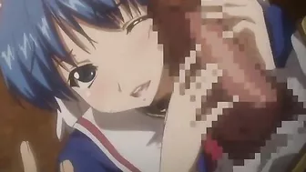 Teen with big tits and pussy teased by dirty tentacles in hentai.