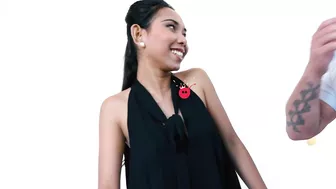 Indonesian Killa Raketa and Hungarian blonde Sicilia share dick of David Perry during porn audition