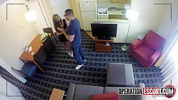 Angry cop handcuffs escort girl and fucks in the hotel room instead of her client