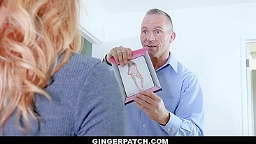 Ginger Lucy Foxx puts bodystocking on and gets red-haired pussy fucked