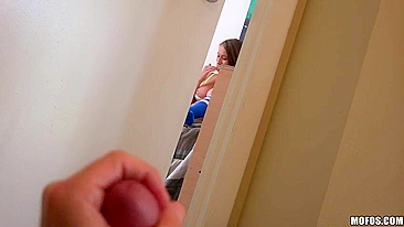 Blowjob becomes voyeur's prize for spying on sexy girl masturbating