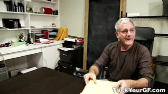 Old man asks friend to fuck young girlfriend in his presence