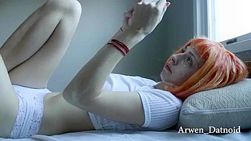 Red-haired girl from The Fifth Element toys pussy in loneliness