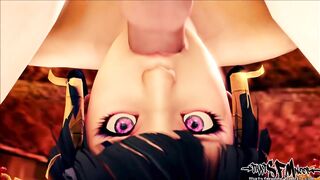 Cute hentai teen riding dildo in the bath.