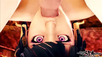 Cute hentai teen riding dildo in the bath.