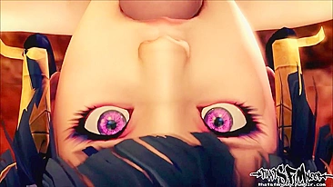 Cute hentai teen riding dildo in the bath.