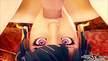 Cute hentai teen riding dildo in the bath.