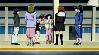 A schoolgirl in stockings without panties is fingered by a fellow female passenger on a train. A schoolgirl in stockings without panties is fingered by a fellow female passenger on a train.