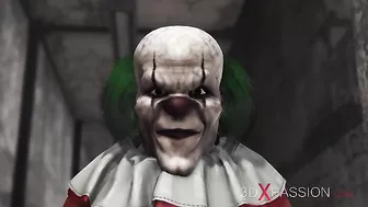 The evil clown violates a young girl in an abandoned hospital.