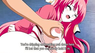 Busty anime schoolgirl gets fucked on school balcony in hentai video.