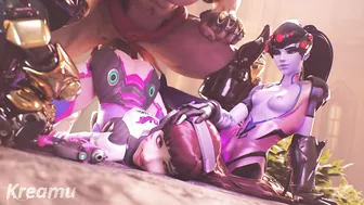 Overwatch Heroes Doomfist, D.Va and Widowmaker Star in Kreamu Hentai Porn Video
