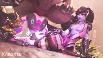 Overwatch Heroes Doomfist, D.Va and Widowmaker Star in Kreamu Hentai Porn Video