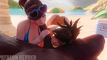 D.Va and Tracer ThreeDust - A Steamy Overwatch Encounter