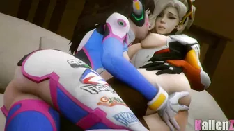 Sexy Cyborg D.Va and Angelic Nurse Mercy's Steamy Kinky Romp in Overwatch