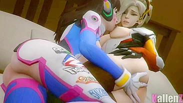 Sexy Cyborg D.Va and Angelic Nurse Mercy's Steamy Kinky Romp in Overwatch