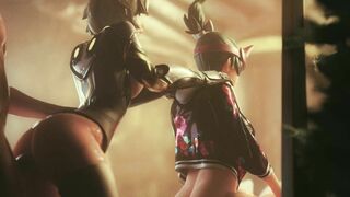 Sexy Kiriko and Mercy Sizzle in Overwatch Hentai Porn Video