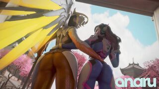 Overwatch Hentai - Mercy and D.Va's Hot Lez Action