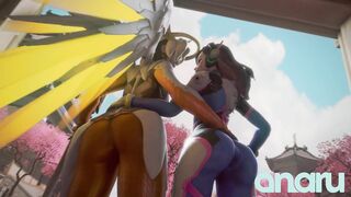 Overwatch Hentai - Mercy and D.Va's Hot Lez Action