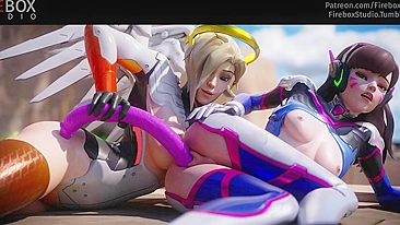 Overwatch Hentai Porn Video - Mercy and D.Va Go Wild at the Firebox Studio