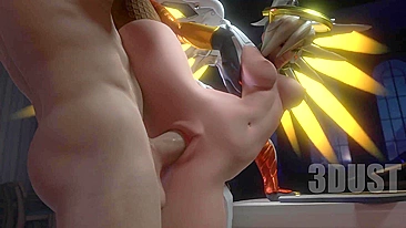 Sexy Mercy Cosplay from Overwatch Porn Video