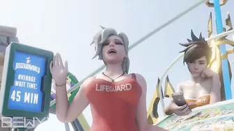 Oversexed Overwatch - Mercy, Tracer and Genji Go Beyond the Limit