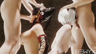 Nyotengu and 2B Get Down to Business in Nier Automata's Latest DLC