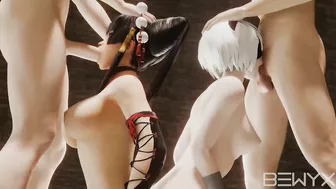 Nyotengu and 2B Get Down to Business in Nier Automata's Latest DLC