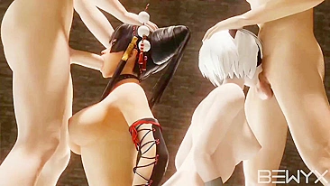Nyotengu and 2B Get Down to Business in Nier Automata's Latest DLC