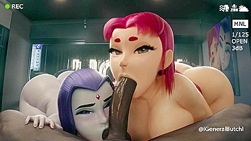 Raven and Starfire's Rough Revenge on Butch in Teen Titans Hentai Porn