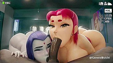 Raven and Starfire's Rough Revenge on Butch in Teen Titans Hentai Porn