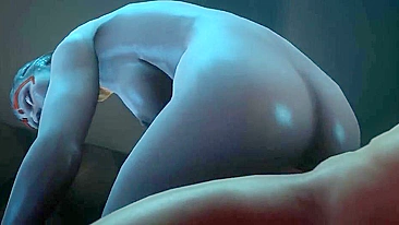 Mass Effect's Samara in Blue Hentai Porn Video
