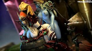 Sexy Sorceress Valeera and Undead Queen Sylvanas Burn Up the Battlefield in 'Firebrand' - A Must-See Hentai Porn Video!